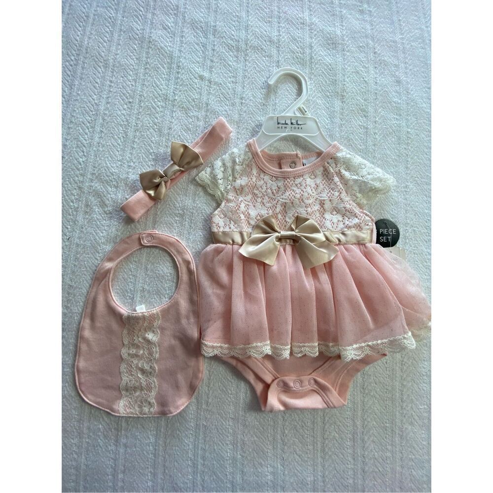 NICOLE MILLER Baby 3/6 Month 3 Piece Dress Set